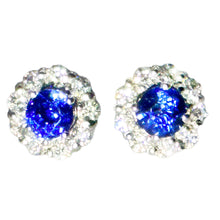 $5900 2.00Ct White Gold Sapphire and Diamond Women's Halo Stud Earrings 14Kt - Esmeralda Jewels 