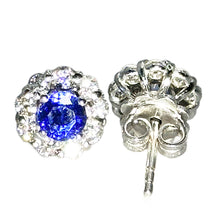 $5900 2.00Ct White Gold Sapphire and Diamond Women's Halo Stud Earrings 14Kt - Esmeralda Jewels 