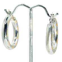$950 14Kt White Gold Italian Design Round 5mm Hoop Earrings - Esmeralda Jewels 