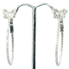 $7500 1.00Ct White Gold Butterfly Fashion Diamond Hoop Earrings 14Kt - Esmeralda Jewels 