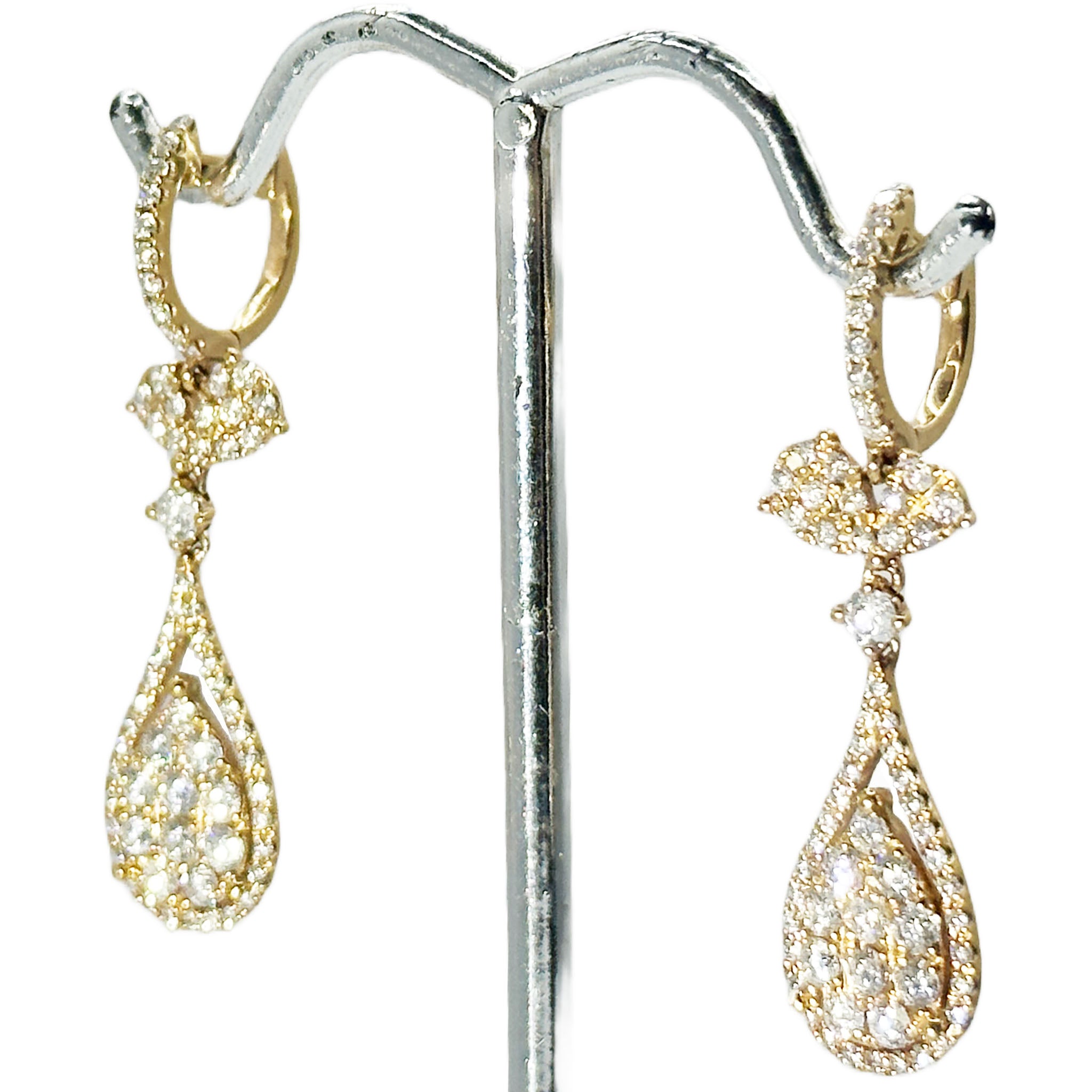 $7900 1.81Ct Rose Gold Diamond Fashion Hanging Drop Earrings 18Kt - Esmeralda Jewels 