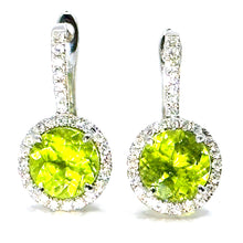 $4900 3.76Ct White Gold Antique Design Peridot and Diamond Hanging Earring 18Kt - Esmeralda Jewels 