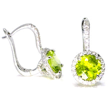 $4900 3.76Ct White Gold Antique Design Peridot and Diamond Hanging Earring 18Kt - Esmeralda Jewels 