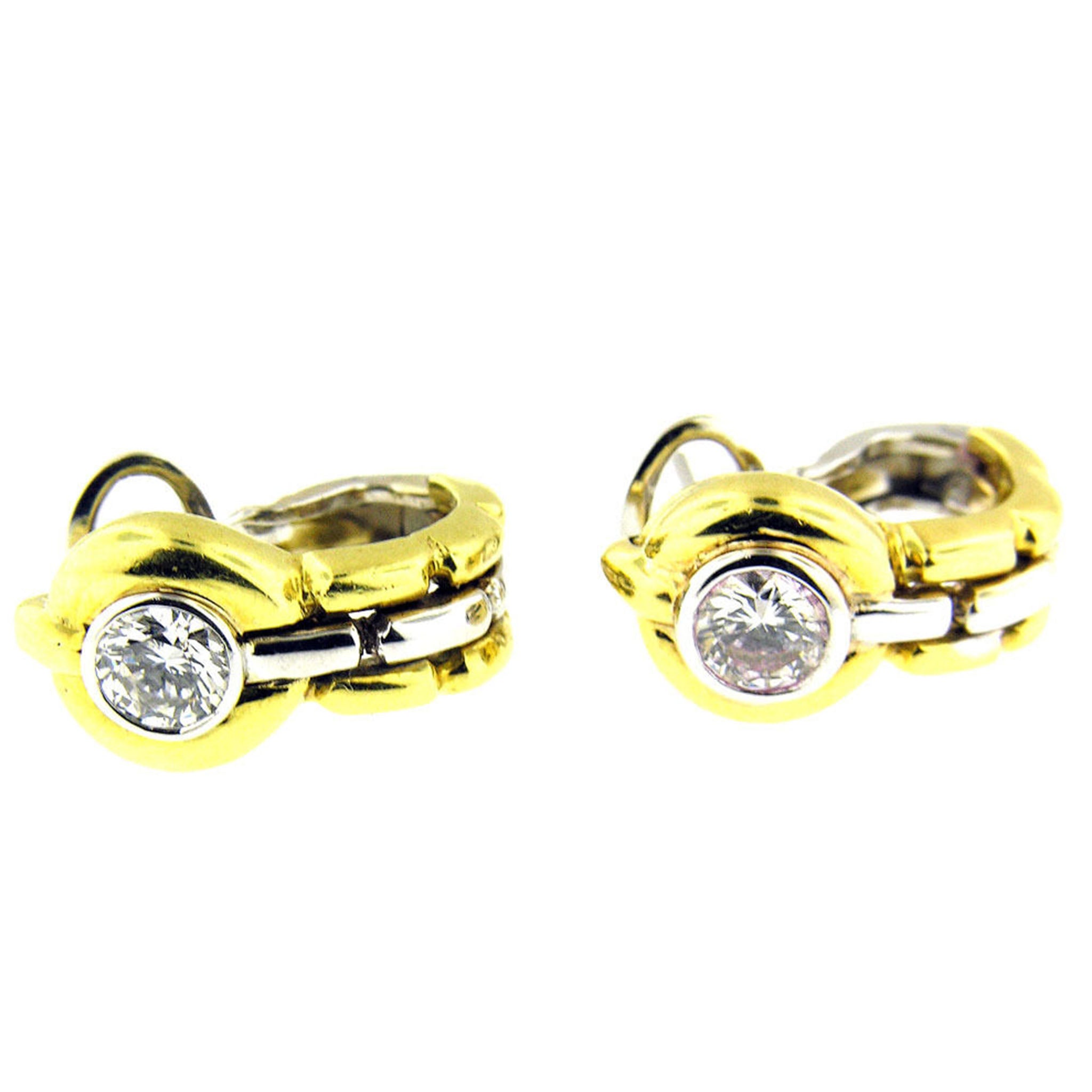 $7900 1.20Ct Yellow Gold Women's Fashion Bezel Set Diamond Earrings 18Kt - Esmeralda Jewels 