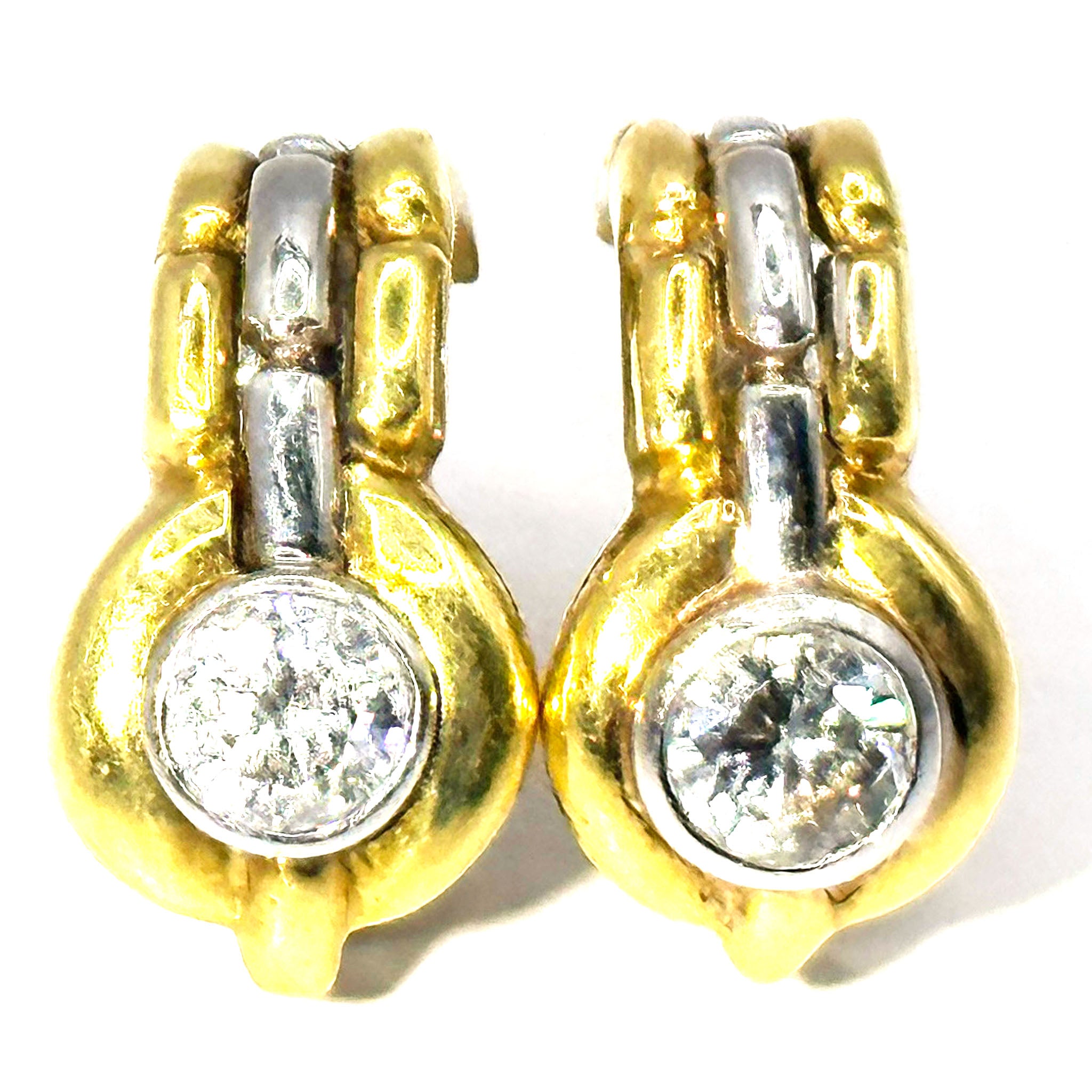 $7900 1.20Ct Yellow Gold Women's Fashion Bezel Set Diamond Earrings 18Kt - Esmeralda Jewels 