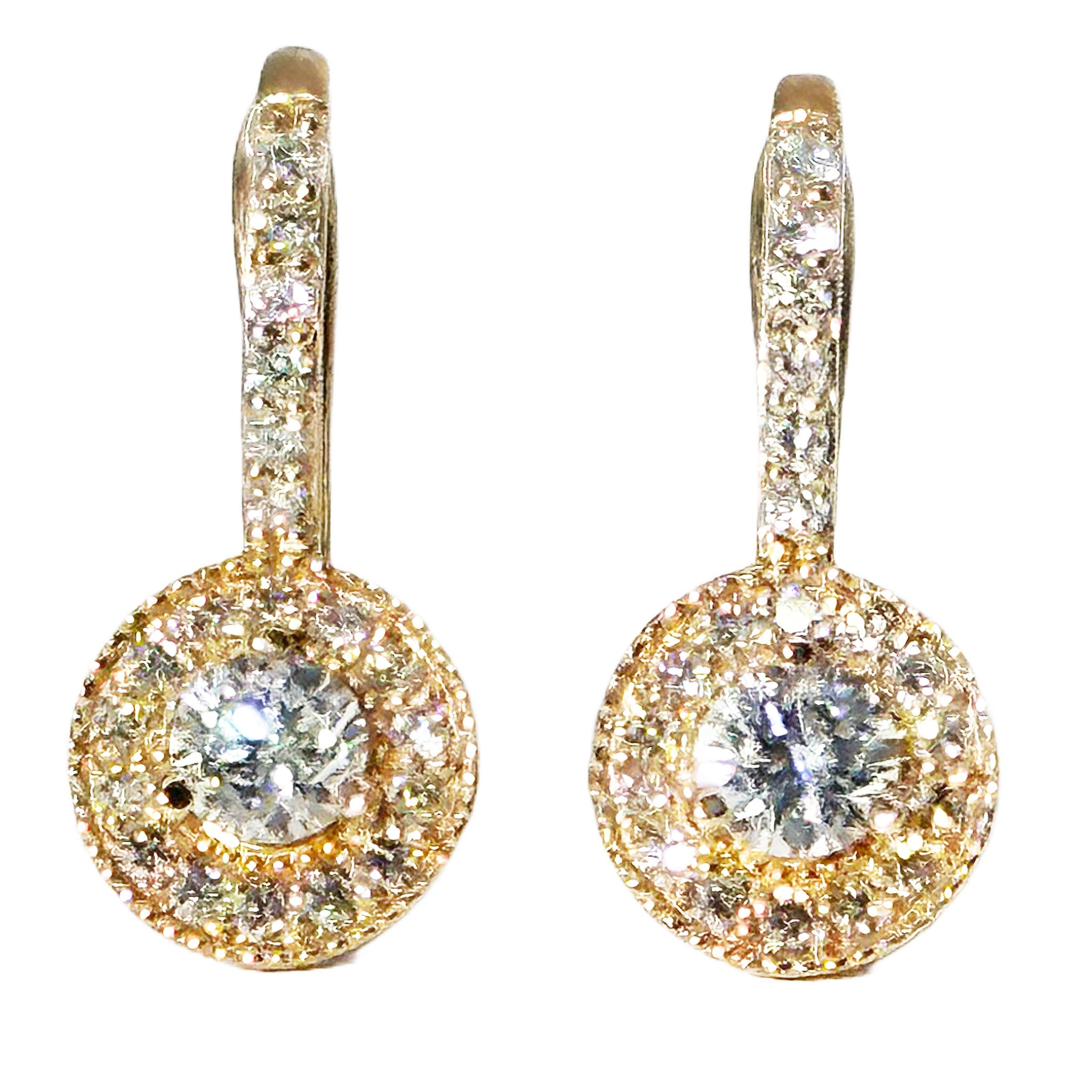 $7500 1.37Ct Rose Gold Diamond Women's Fashion Hanging Earrings 14Kt - Esmeralda Jewels 