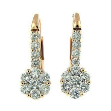 $7500 1.25Ct Rose Gold Russian Style Flower Diamond Earrings 14Kt - Esmeralda Jewels 