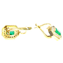 $5800 2.45Ct Yellow Gold Emerald & Diamond Fashion Drop Earrings 14Kt - Esmeralda Jewels 