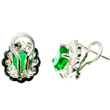 $7800 5.15Ct White Gold Emerald and Diamond Stud Women's Earrings 14Kt - Esmeralda Jewels 