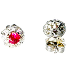 $5900 1.10Ct White Gold Gem Ruby & Diamond Women's Halo Stud Earrings 14Kt - Esmeralda Jewels 