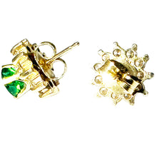 $5900 1.50Ct Yellow Gold Emerald and Diamond Women's Fashion Stud Earrings 14Kt - Esmeralda Jewels 