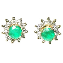 $5900 1.50Ct Yellow Gold Emerald and Diamond Women's Fashion Stud Earrings 14Kt - Esmeralda Jewels 