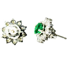 $8200 3.10Ct White Gold Emerald and Diamond Earrings 18Kt - Esmeralda Jewels 