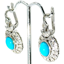 $7900 9Ct White Gold Russian Style Turquoise and Diamond Earrings 14Kt - Esmeralda Jewels 