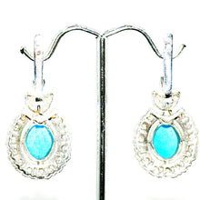 $7900 9Ct White Gold Russian Style Turquoise and Diamond Earrings 14Kt - Esmeralda Jewels 