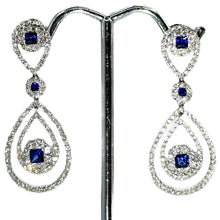 $8900 3.35Ct White Gold Sapphire and Diamond Hanging Earrings 18Kt - Esmeralda Jewels 