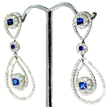 $8900 3.35Ct White Gold Sapphire and Diamond Hanging Earrings 18Kt - Esmeralda Jewels 