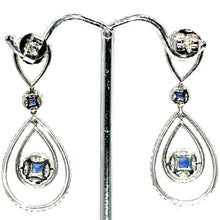 $8900 3.35Ct White Gold Sapphire and Diamond Hanging Earrings 18Kt - Esmeralda Jewels 