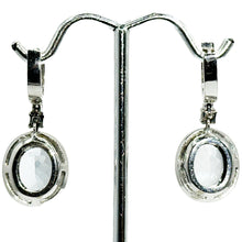 $7900 8.75Ct White Gold Aquamarine & Diamond Hanging Drop Earrings 14Kt - Esmeralda Jewels 