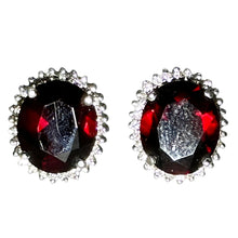 $6900 13Ct White Gold Oval Shape Garnet and Diamond Earrings 14Kt - Esmeralda Jewels 