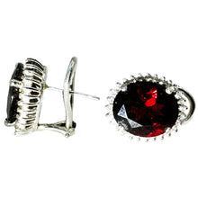 $6900 13Ct White Gold Oval Shape Garnet and Diamond Earrings 14Kt - Esmeralda Jewels 