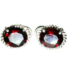 $6900 13Ct White Gold Oval Shape Garnet and Diamond Earrings 14Kt - Esmeralda Jewels 