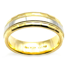 $2500 18Kt Yellow Gold and Platinum Women's Shiny Wedding band 6mm Size 6