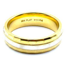 $2500 18Kt Yellow Gold and Platinum Women's Shiny Wedding band 6mm Size 6