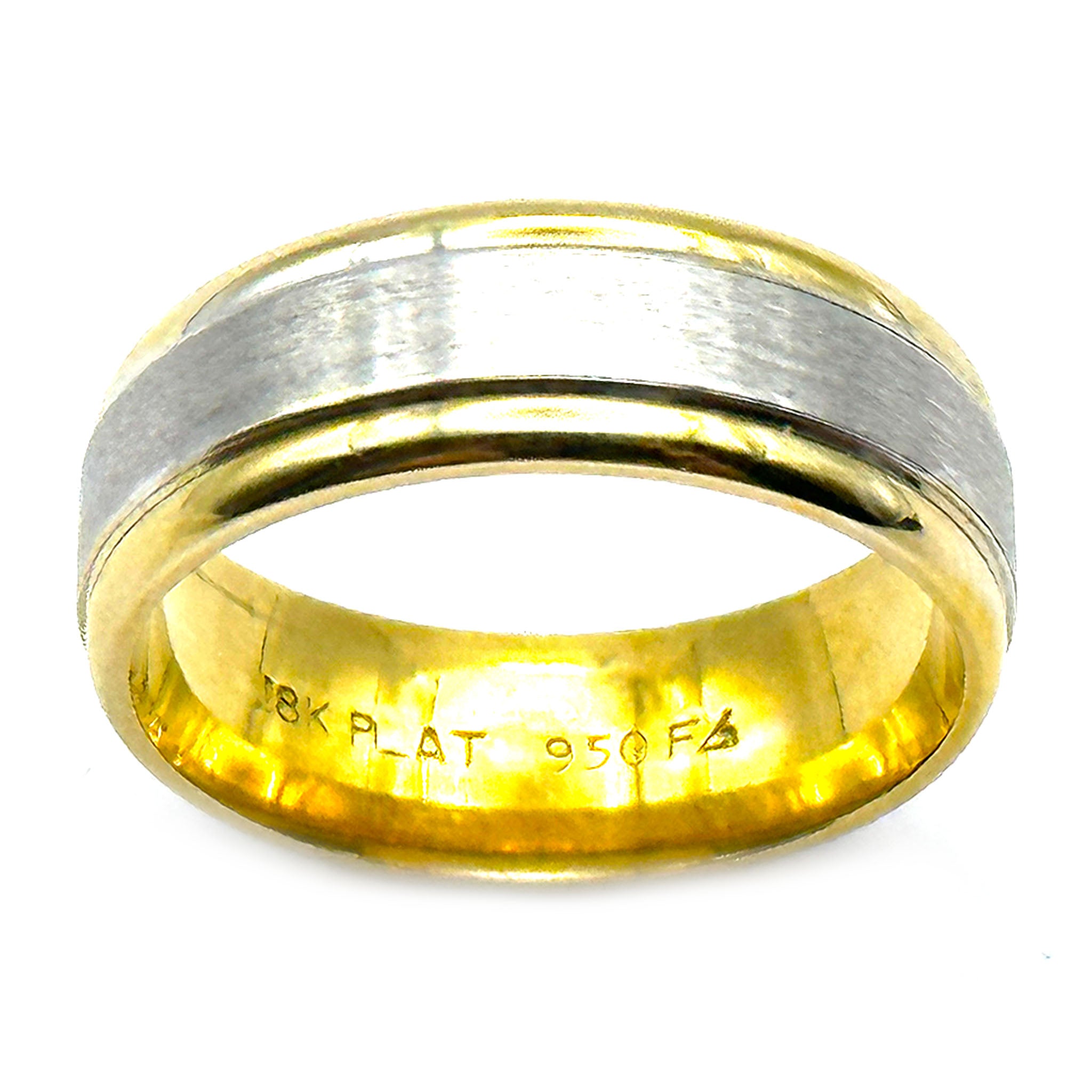$2800 18Kt Yellow Gold and Platinum 6mm Women's Wedding Band Ring