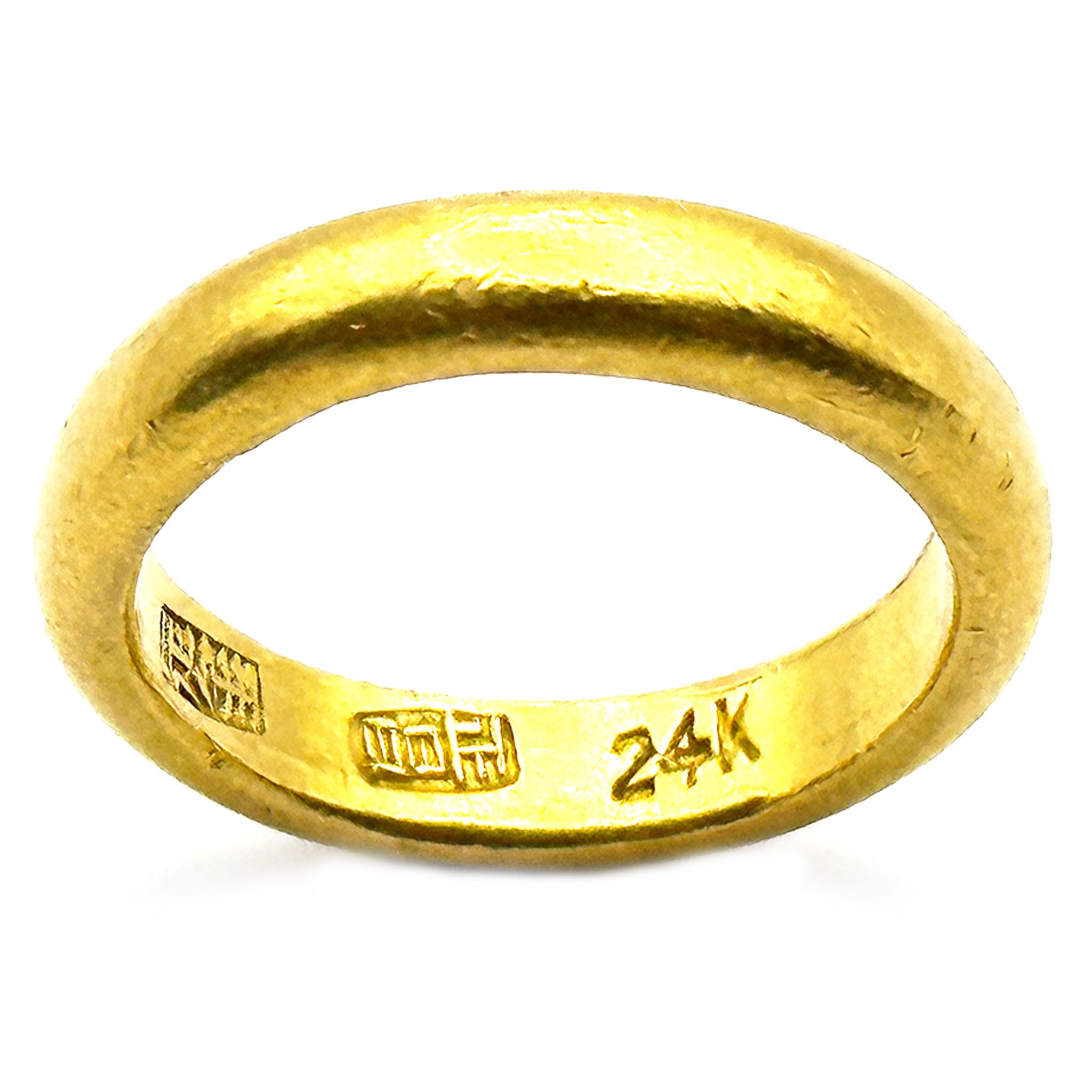 $2900 24Kt Yellow Gold 4 MM Wedding Band Ring Size 5.5