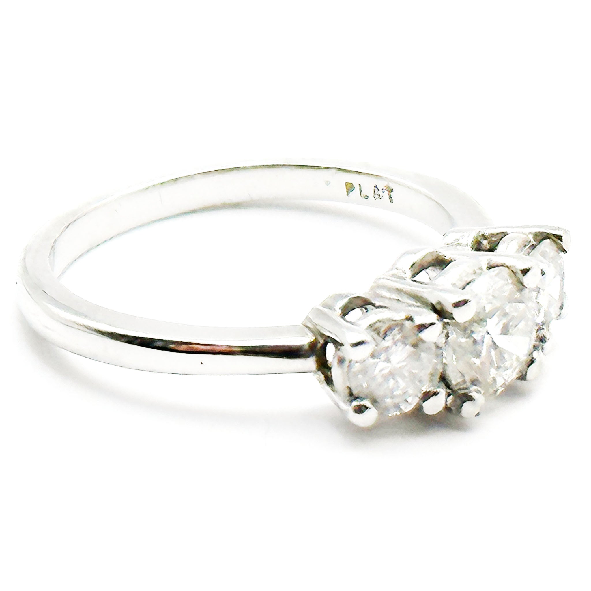 $5500 0.75Ct Platinum Three Stone Diamond Engagement Ring
