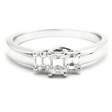 $3900 0.50Ct Platinum Three Stone Emerald Cut Diamond Engagement Ring