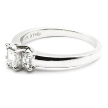 $3900 0.50Ct Platinum Three Stone Emerald Cut Diamond Engagement Ring
