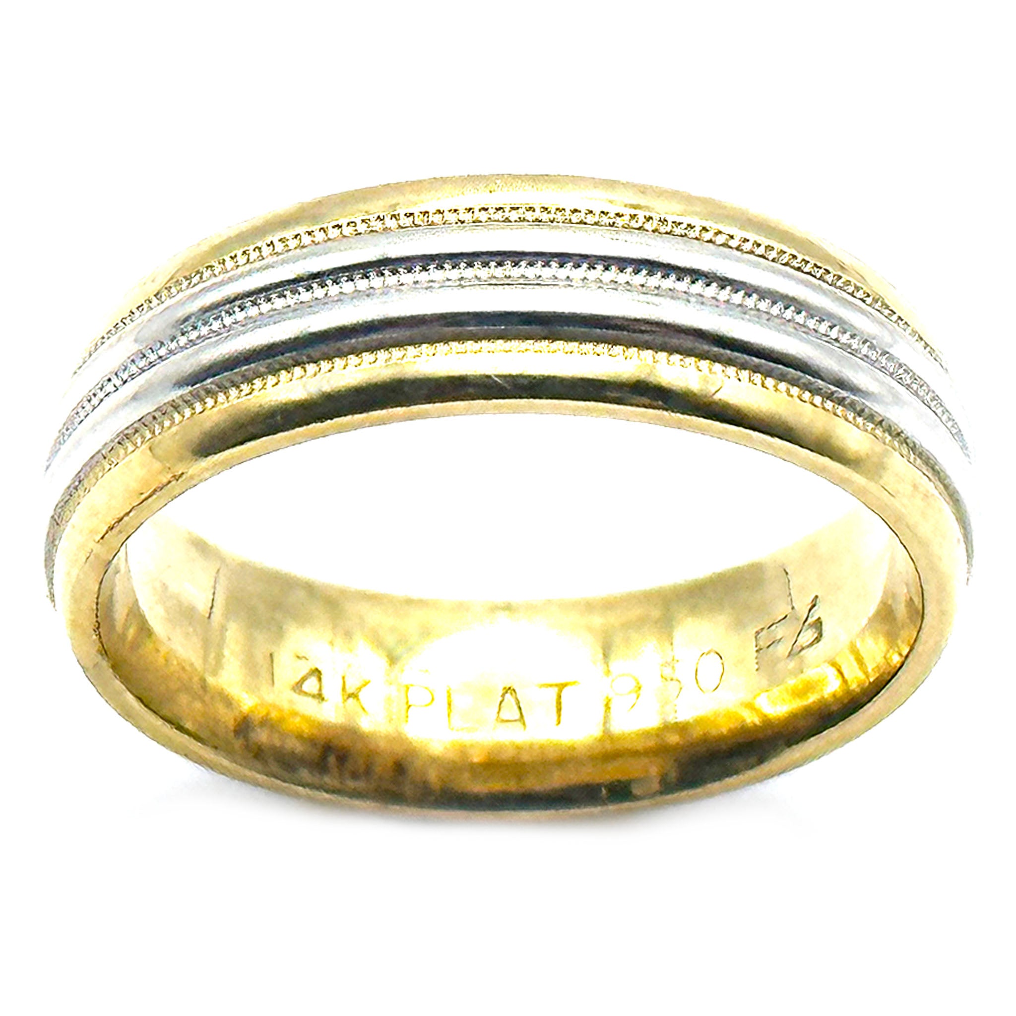 $3600 14Kt Yellow Gold and Platinum 5mm Men's Wedding Band