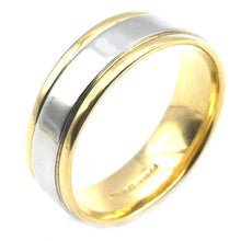 $3990 18Kt Yellow Gold and Platinum 7mm Men's Wedding Band Ring Size 13.5