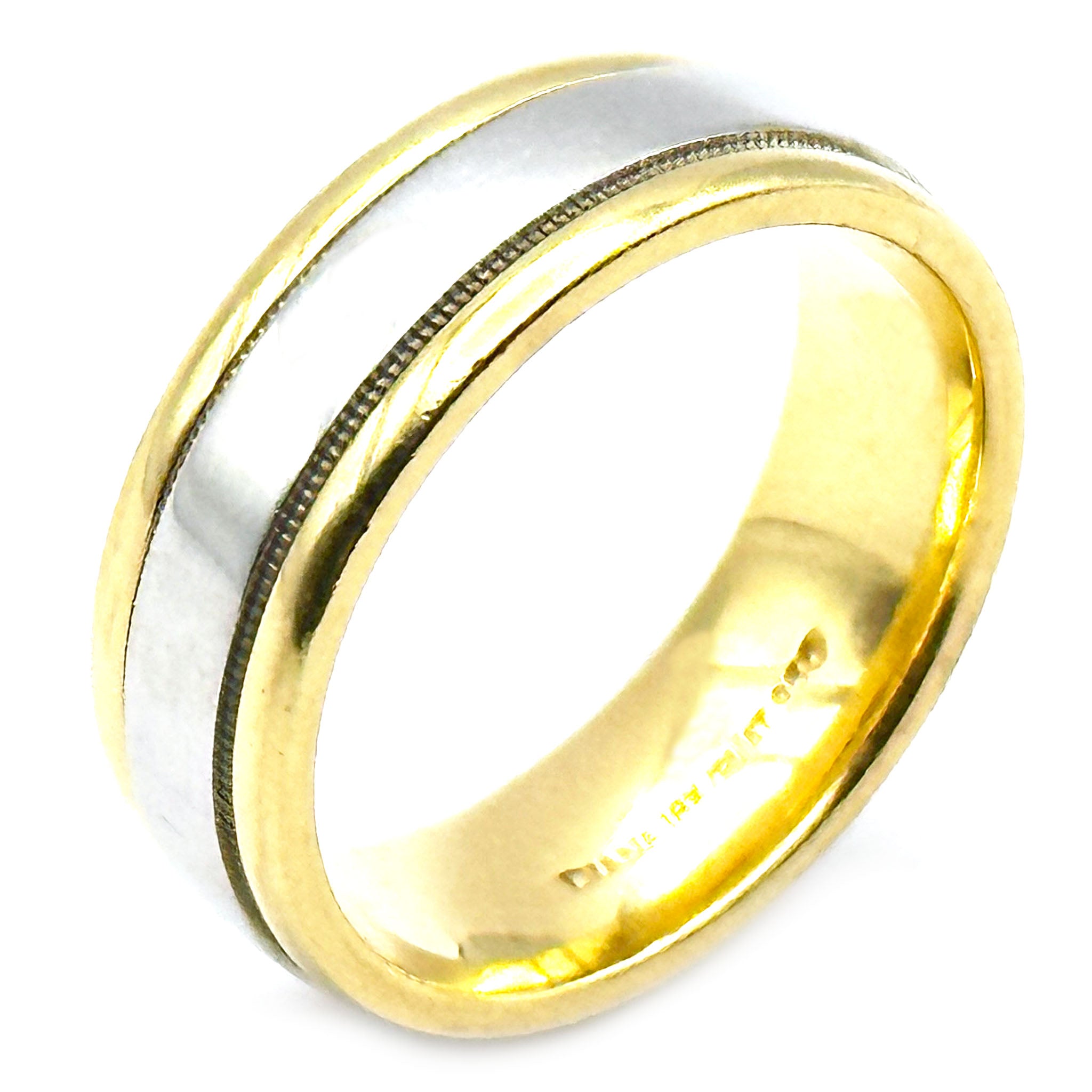 $2800 18Kt Yellow Gold and Platinum Women's Shiny Wedding Band 6mm Size 5.75