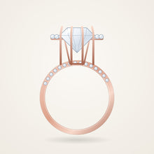 Halo Engagement Ring Setting, rose metal