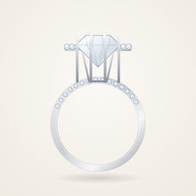Halo Engagement Ring Setting, white metal