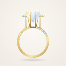 Halo Engagement Ring Setting, yellow metal