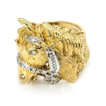 $4900 0.50 Ct Yellow Gold Horse Design Men's Fashion Ring 14 Kt - Esmeralda Jewels 