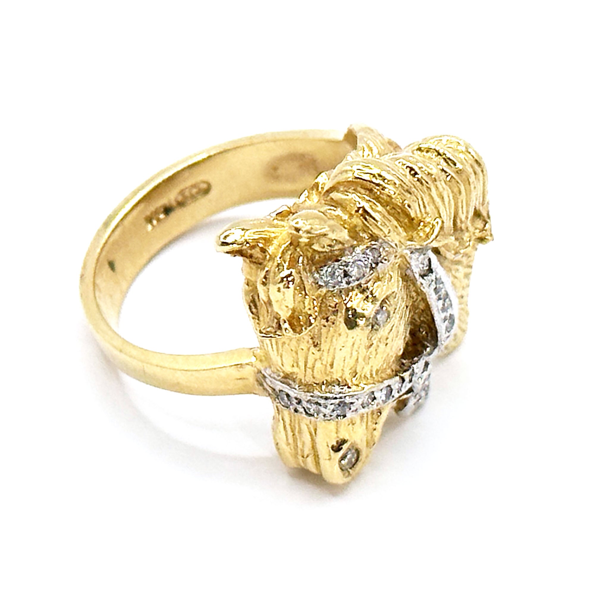 $4900 0.50 Ct Yellow Gold Horse Design Men's Fashion Ring 14 Kt - Esmeralda Jewels 