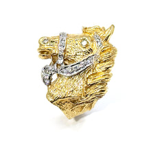 $4900 0.50 Ct Yellow Gold Horse Design Men's Fashion Ring 14 Kt - Esmeralda Jewels 