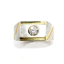 $4200 0.35Ct Two Tone Solitaire Men's Diamond Ring 14Kt - Esmeralda Jewels 