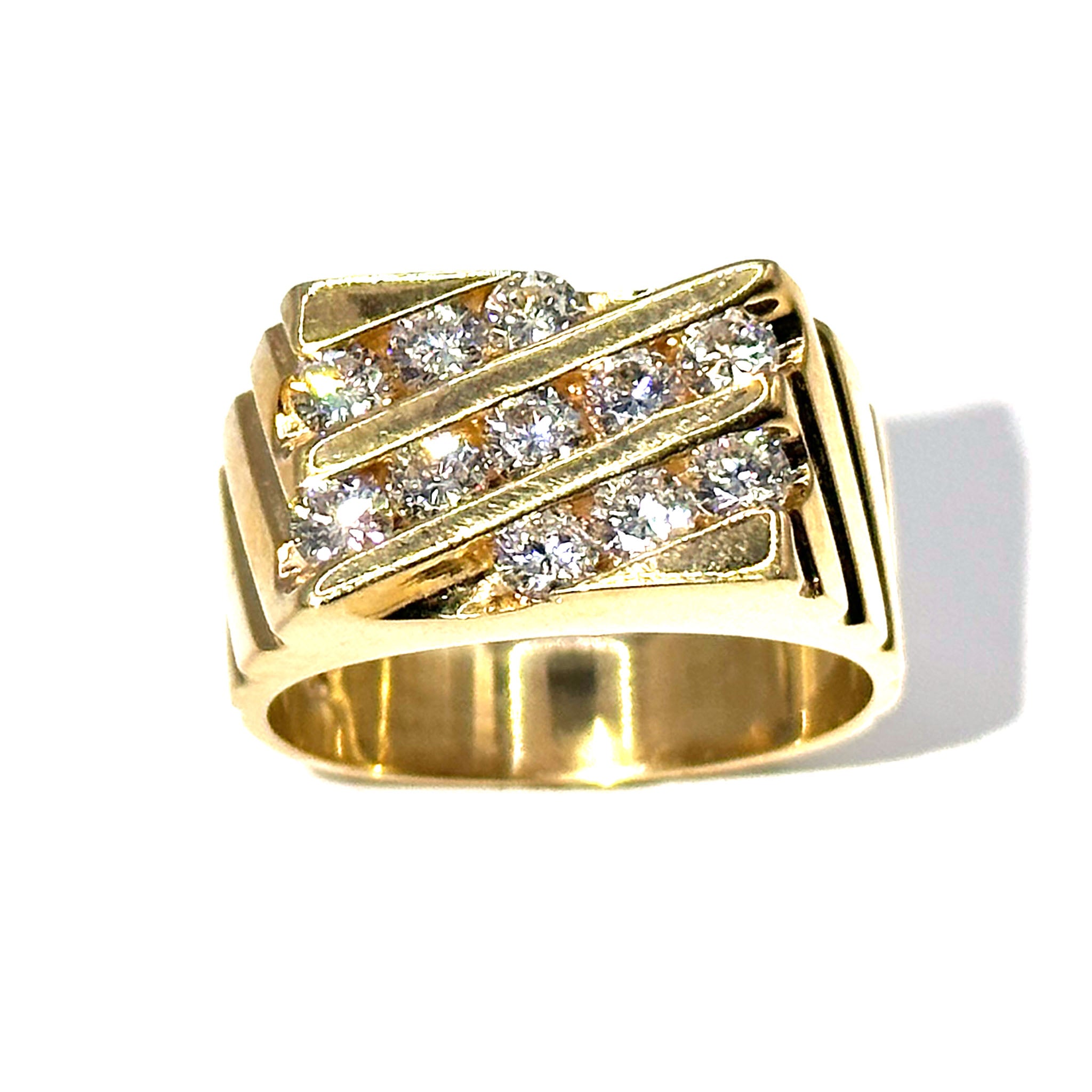 $3800 1.90 Ct Men's Yellow Gold Diamond Ring 14Kt - Esmeralda Jewels 
