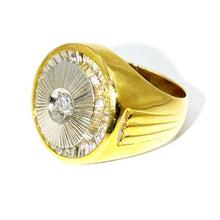 $5900 0.2 Ct Two Tone Men's Single Solitaire and Baguette Diamond Ring - Esmeralda Jewels 