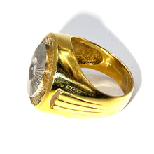 $5900 0.2 Ct Two Tone Men's Single Solitaire and Baguette Diamond Ring - Esmeralda Jewels 