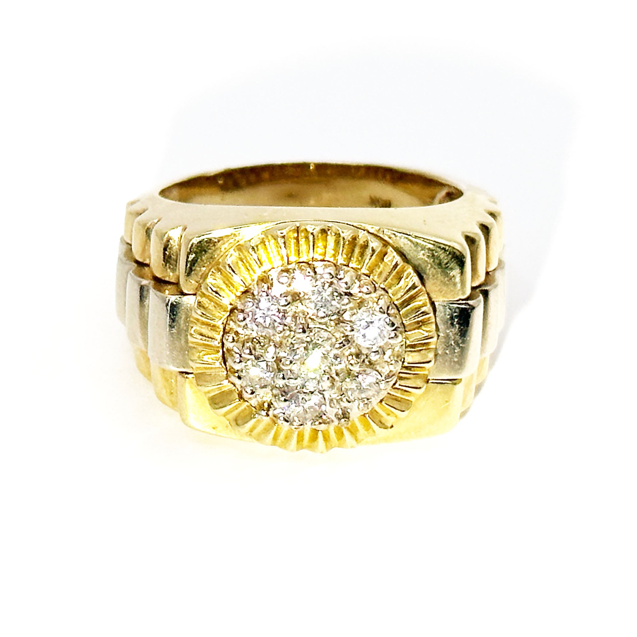 $5800 1.50Ct Two Tone Men's Diamond Ring 14Kt - Esmeralda Jewels 