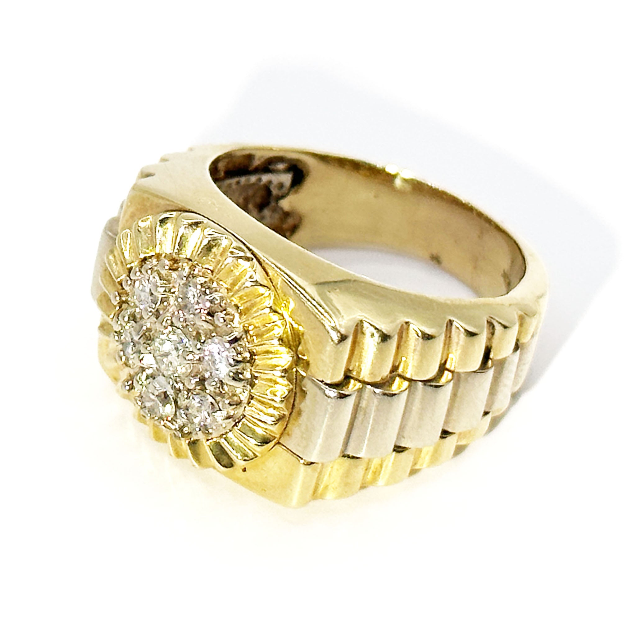 $5800 1.50Ct Two Tone Men's Diamond Ring 14Kt - Esmeralda Jewels 