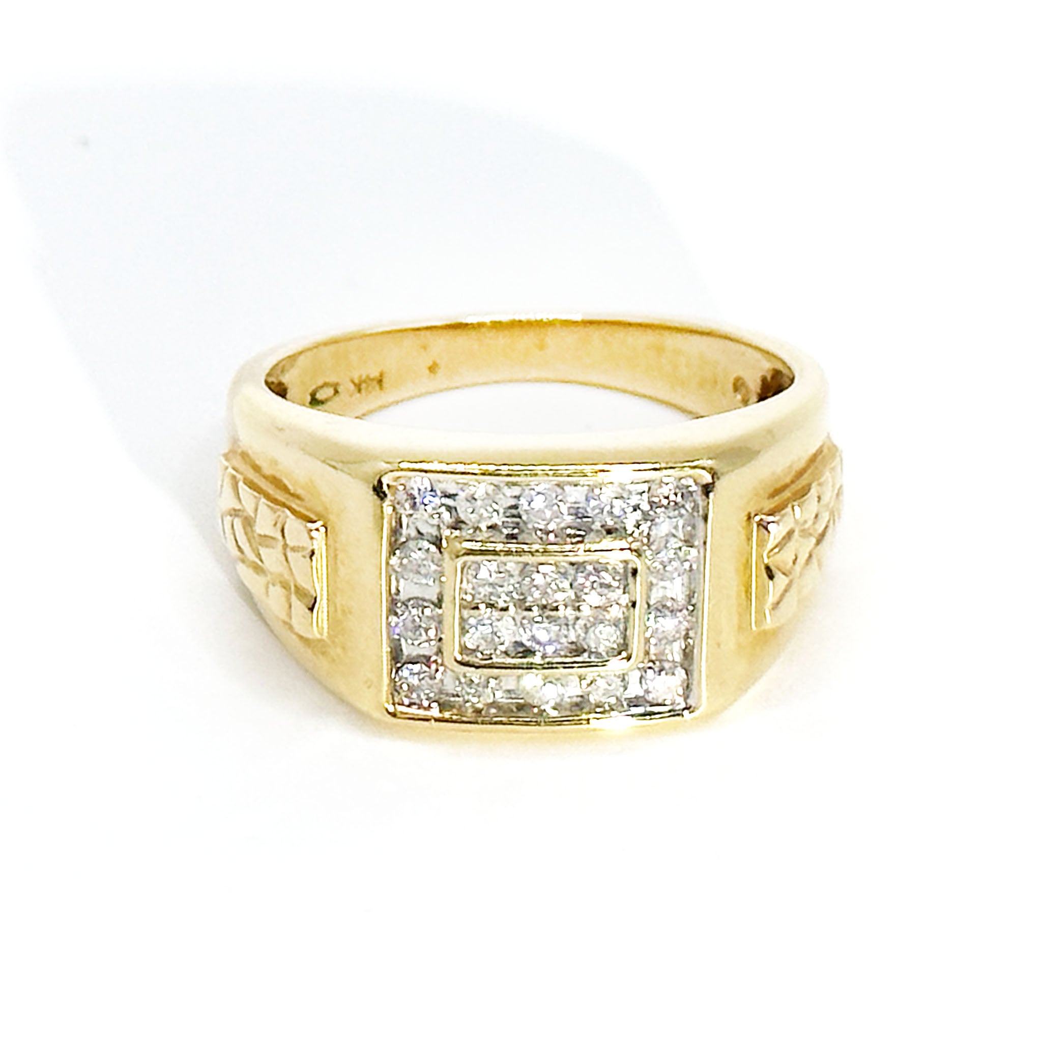 $4500 0.75 Ct Yellow Gold Diamond Men's Fashion Ring 14 Kt - Esmeralda Jewels 