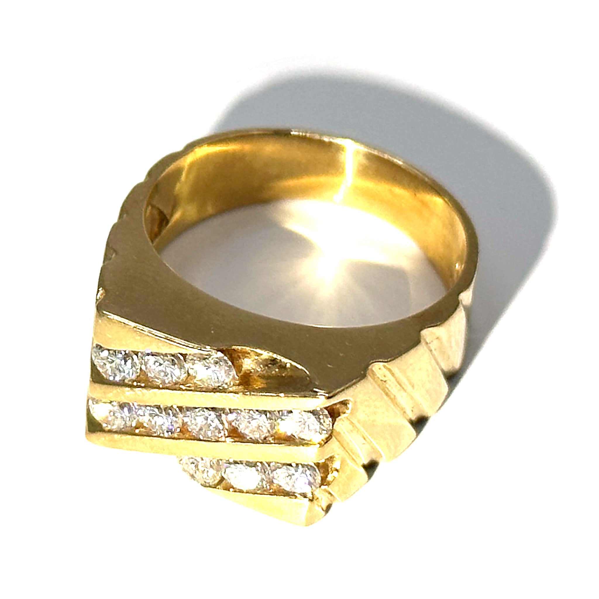 $3800 1.90 Ct Men's Yellow Gold Diamond Ring 14Kt - Esmeralda Jewels 